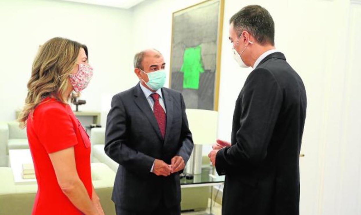 Reunión de Juan Antonio Pedreño con el presidente del Gobierno, Pedro Sánchez, y la ministra de Empleo, Yolanda Díaz