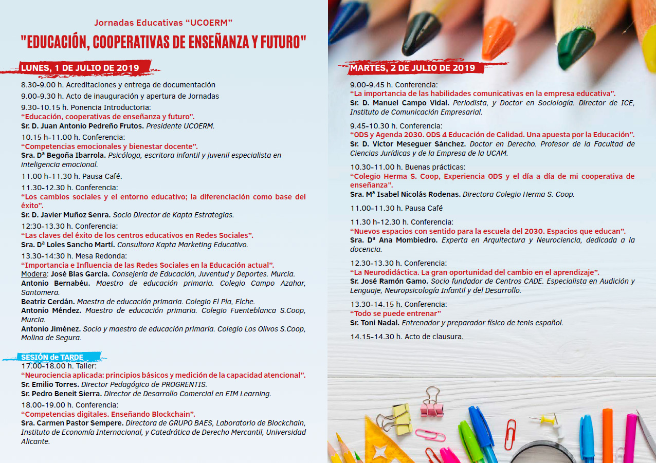 Jornadas Educativas UCOERM. EDUCACIÓN, COOPERATIVAS DE ENSEÑANZA Y FUTURO